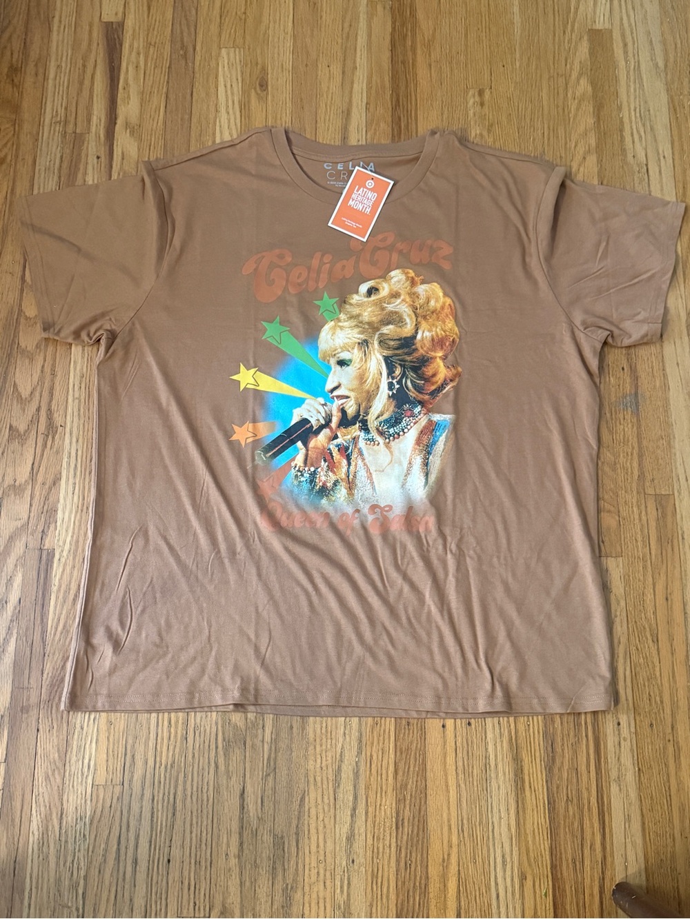 Celia Cruz Brown Graphic Short Sleeve Tee